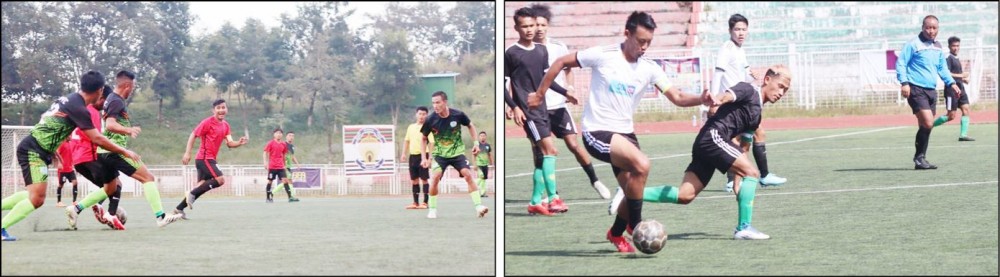 (Left) A match between New Market FC and Bucaneers FC on October 20. (Right)  In a match between Ura Uvie FC and SWAT FC on October 20